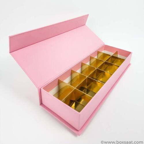 Chocolate Box - 12 Pcs - 5 Colors - Magnetic Flap Model - Minimum Qty 10 3 Chocolate Box - Magnetic Flap Model - Pink Color- 12pcs