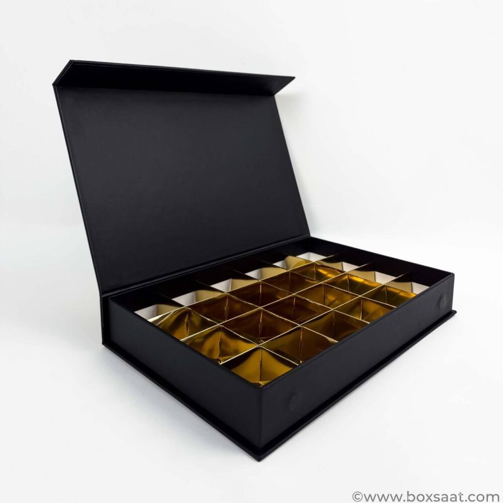 Chocolate Box - Magnetic Flap Model - Black Colors- 24pcs