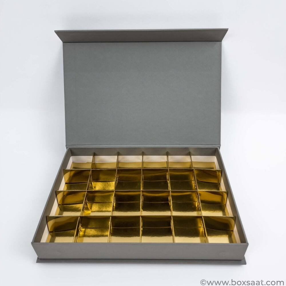 Chocolate Box - Magnetic Flap Model - Grey Colors- 24pcs
