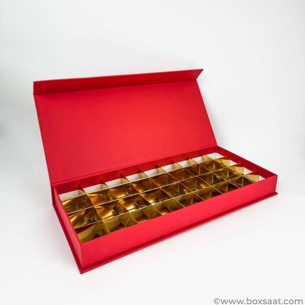 Chocolate Box - Magnetic Flap Model - Red Color - 36 pcs Chocolate Empty Boxes Wholesale