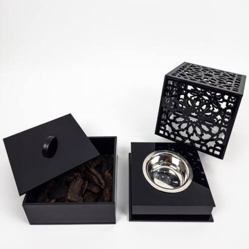 Black Acrylic Oud Bakhoor Burner + Holder - Including Box 2 bakhoor burner and holder made with acrylic