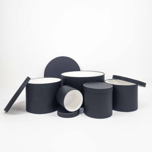 Black Round box with lid available in 5 different sizes, round gift box ideas