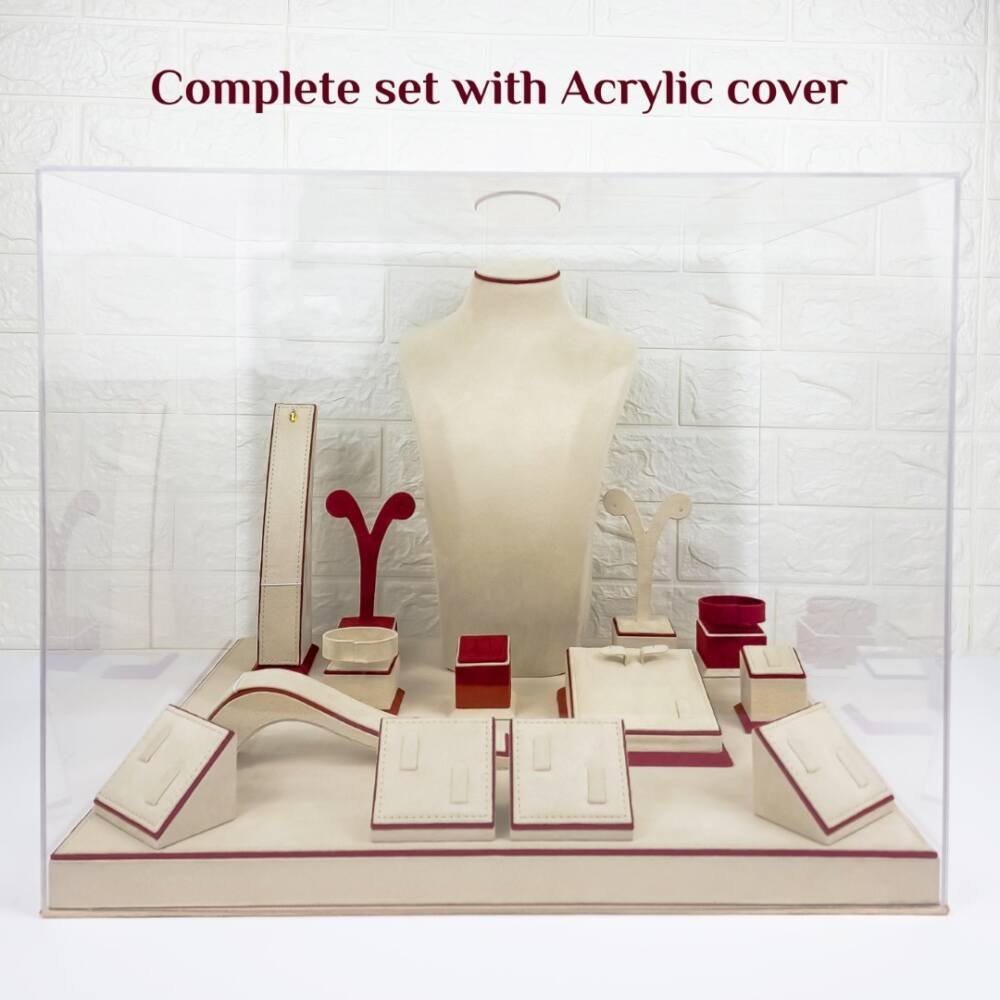 suede Jewellery box display for wedding with acrylic cover