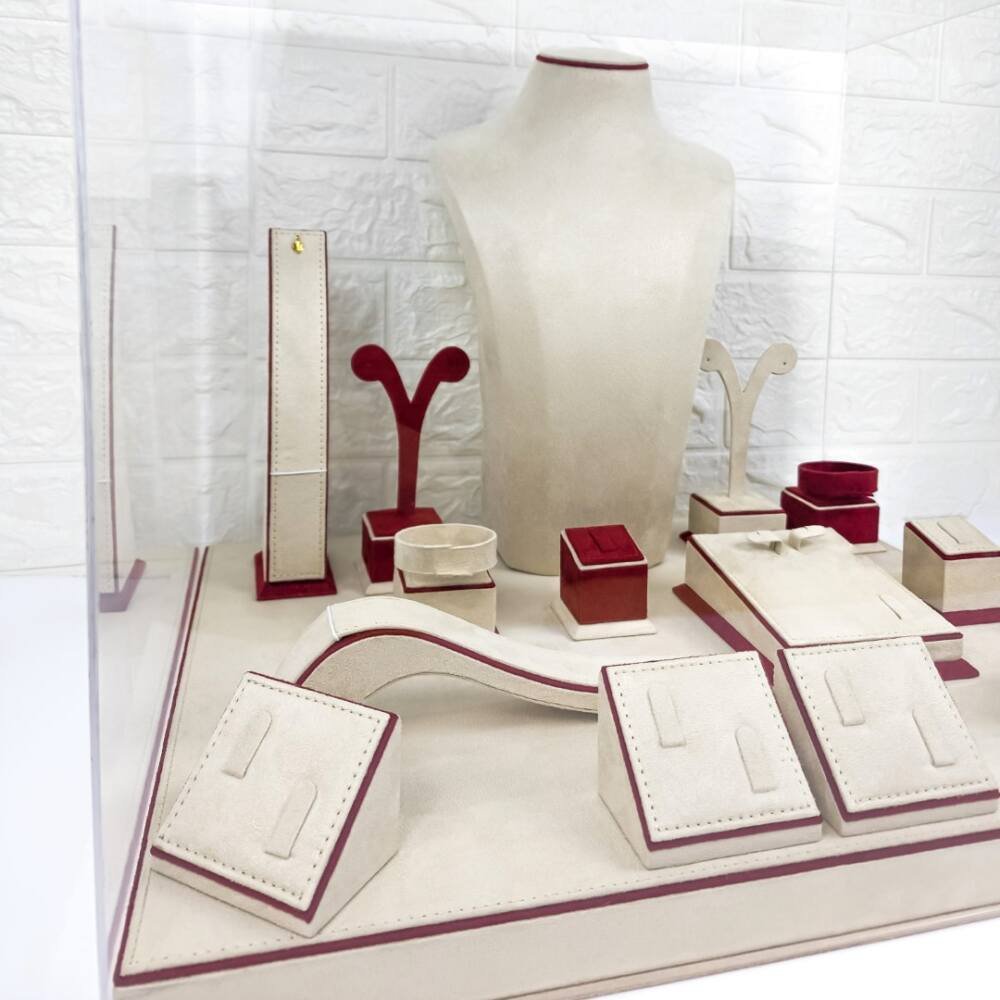 suede Jewellery box display for wedding with acrylic cover