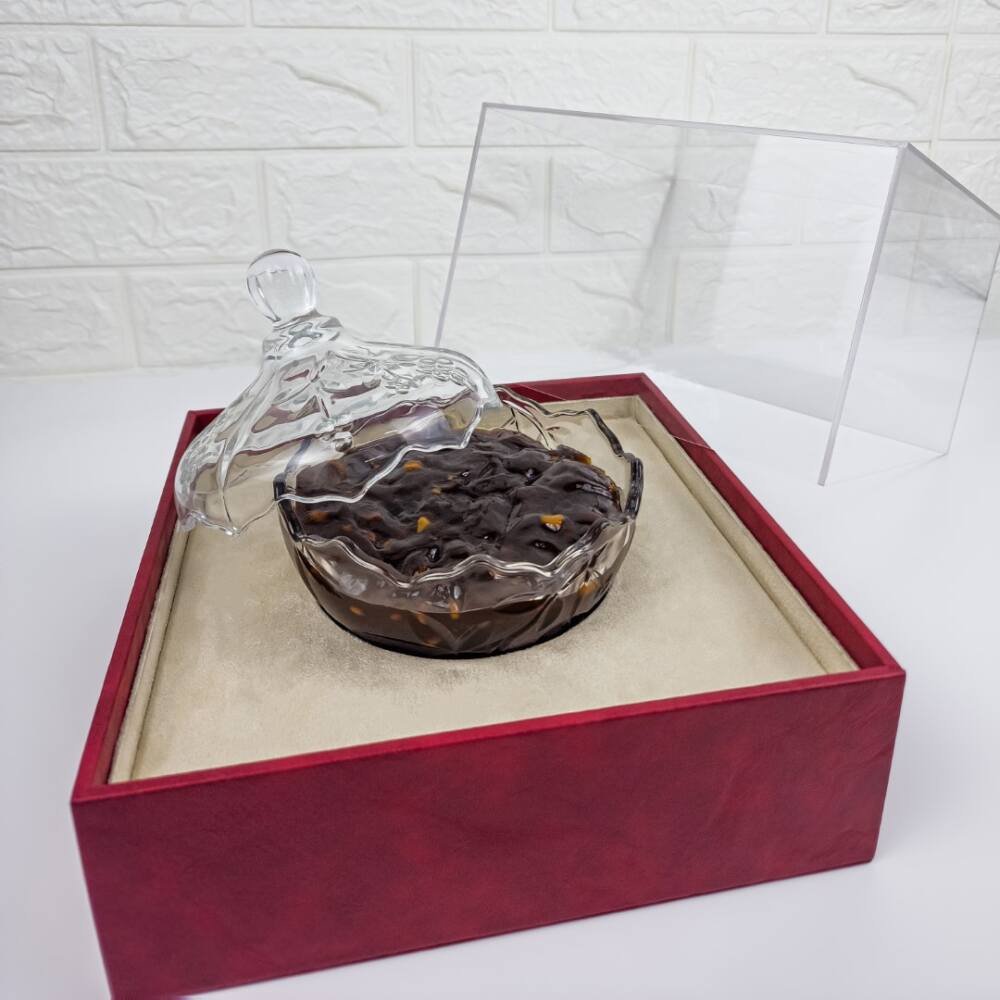 leather halwa box with acrylic lid