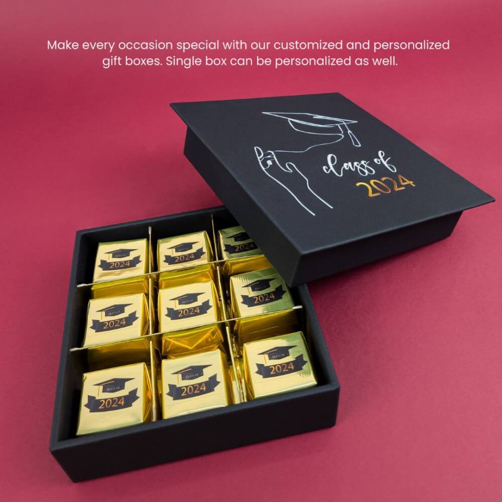 customized graduation gift boxes with chocolates dividers