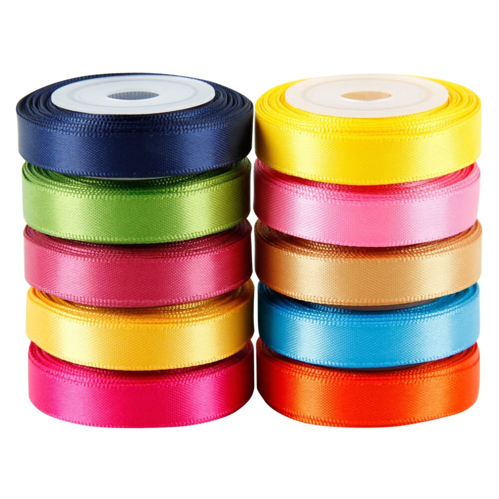 satin ribbons in different colors