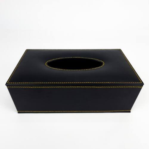 PU Leather Tissue Box With Stitching - 5 Colors 4 Tissue box PU leather with stitching black color