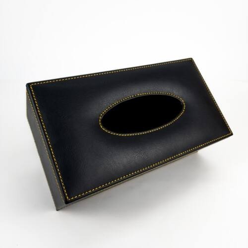 PU Leather Tissue Box With Stitching - 5 Colors 5 Tissue box PU leather with stitching black color