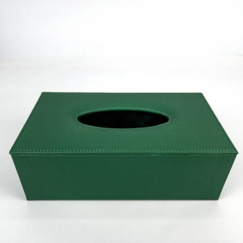 PU Leather Tissue Box With Stitching - 5 Colors 10 Tissue box PU leather with stitching green color
