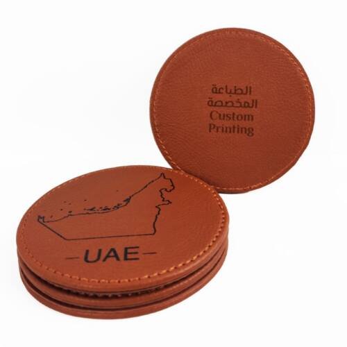 Custom Leather Coaster Printing-Gift Box UAE