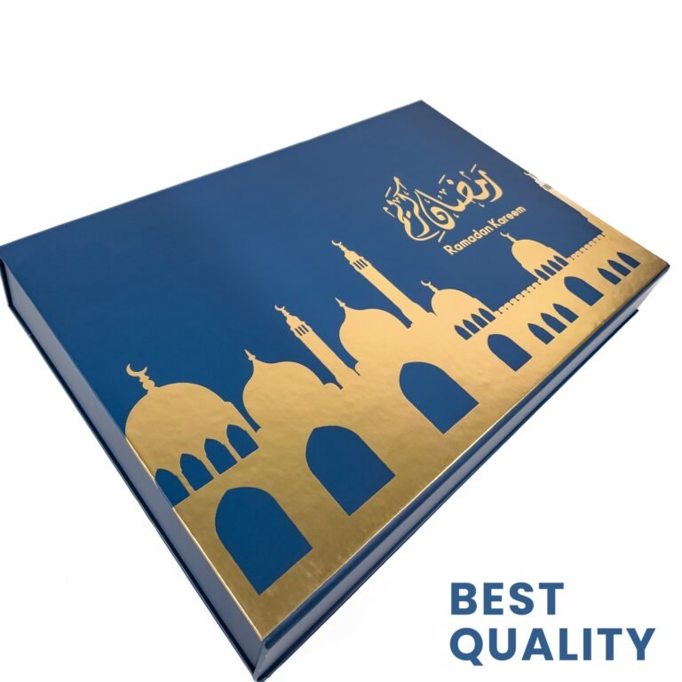 Customized Corporate Gift Boxes Dubai 3 4kg Date Box Blue 1x1 Top Prespective View